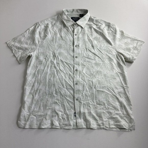 NAT NAST Silk Blend Short Sleeve‎ Camp Shirt Size Mens Size Large Green Floral - Picture 10 of 10